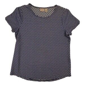 Easywear by Chico's Nautical Waffle Weave Stretch Coastal Blue White SS Shirt 1